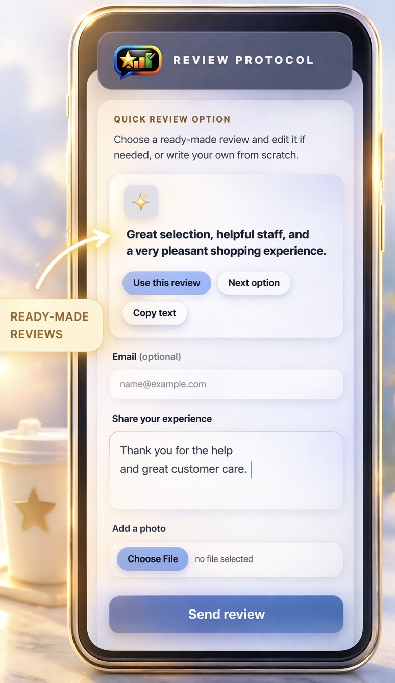 Ready-made review options preview
